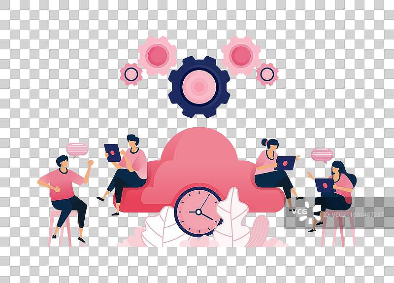 带有时间管理的云计算机制图片素材