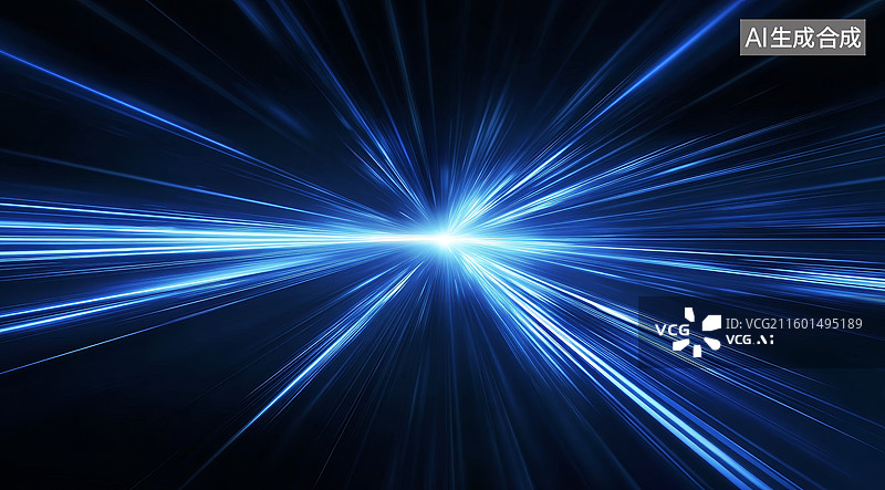 【AI数字艺术】蓝色光束辐射效果图片素材
