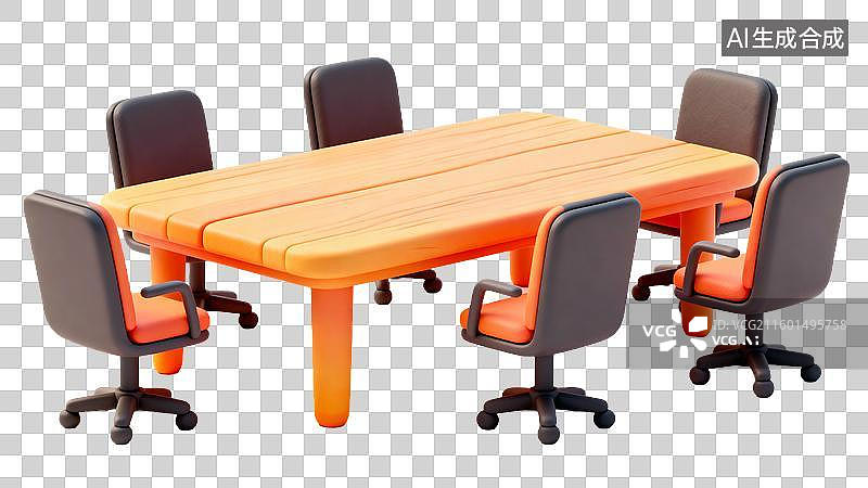 【AI数字艺术】3D卡通粘土风商务办公会议桌图片素材