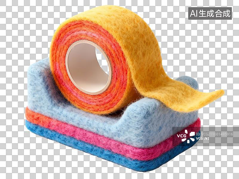 【AI数字艺术】3D卡通毛毡商务办公用品胶带座图片素材