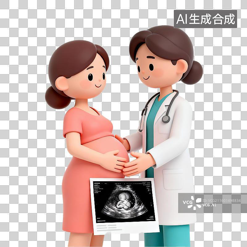 【AI数字艺术】妇科医生检查胎儿情况医疗健康系列元素图片素材