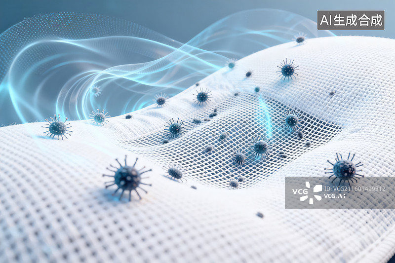 【AI数字艺术】抗菌面料上的病菌与波纹图片素材