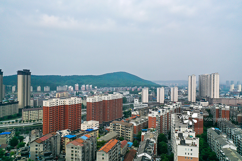 航拍湖北京山城区景色图片素材