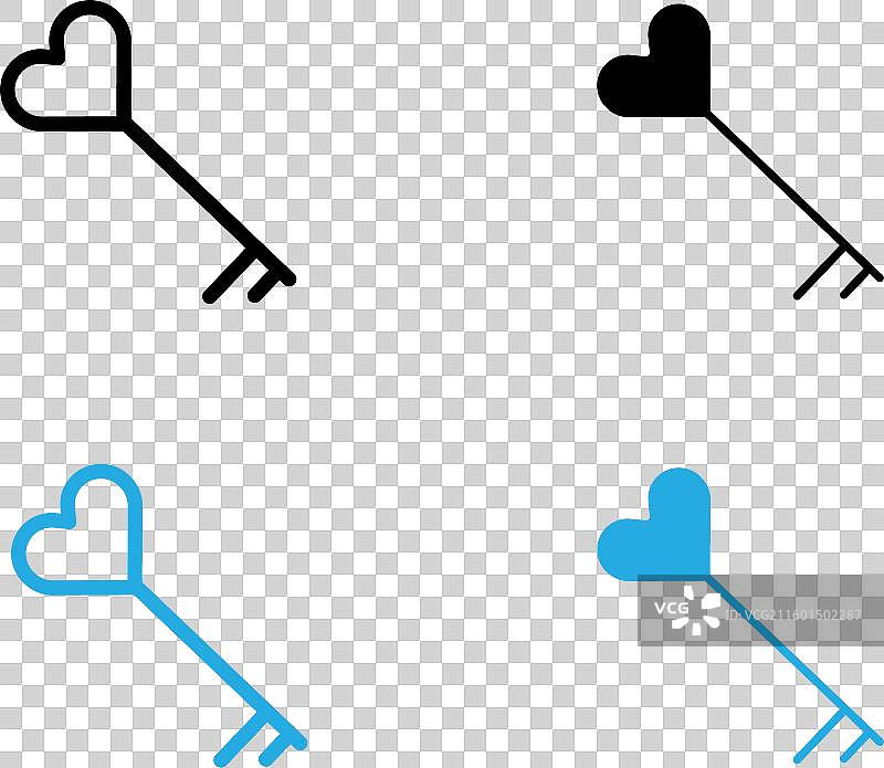 爱情钥匙图标，黑白轮廓标志图片素材