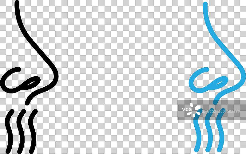 带烟雾的鼻子图标，黑白轮廓标志图片素材