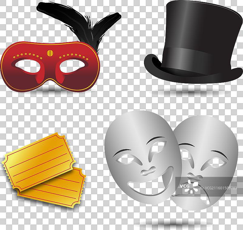 一套票务和优雅的剧院元素图片素材