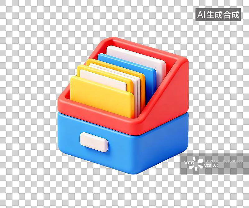【AI数字艺术】商务办公 办公用品   文件柜 3D卡通风格图片素材