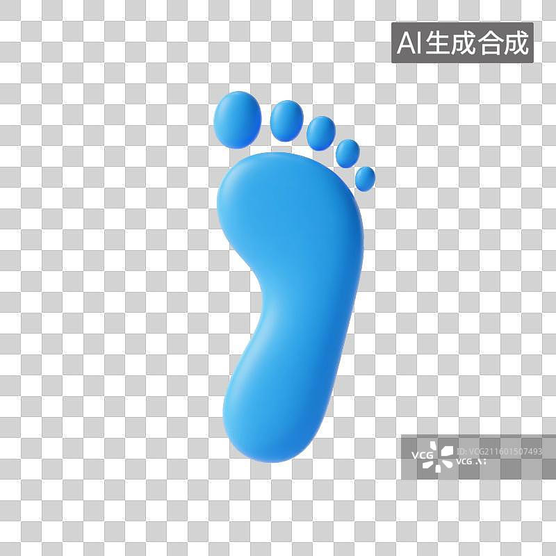【AI数字艺术】3D渲染，足迹，脚印，徒步旅行，路线，图形图标，免抠元素图片素材