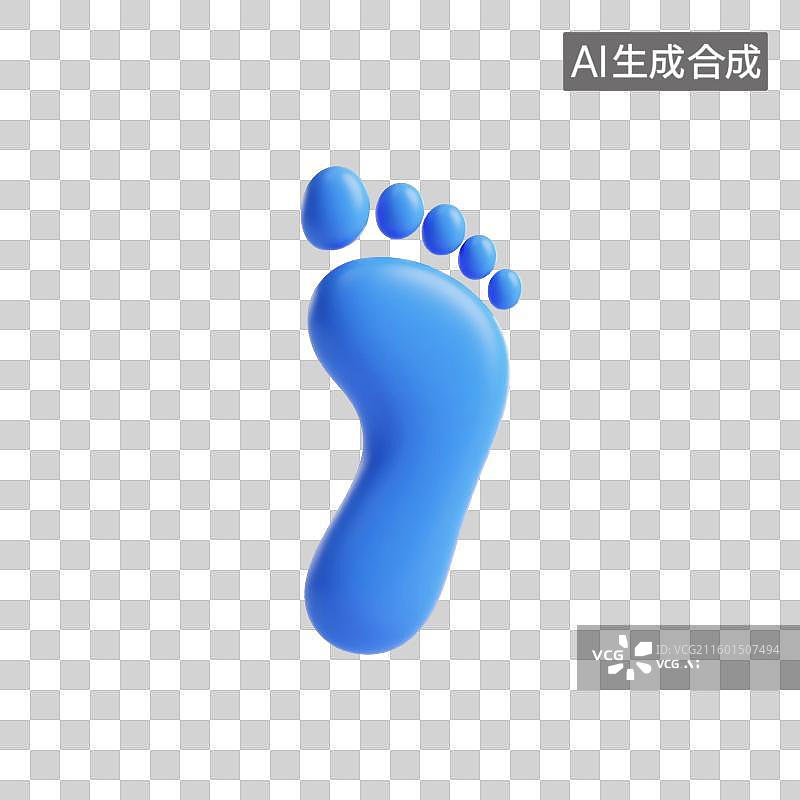 【AI数字艺术】3D渲染，足迹，脚印，徒步旅行，路线，图形图标，免抠元素图片素材