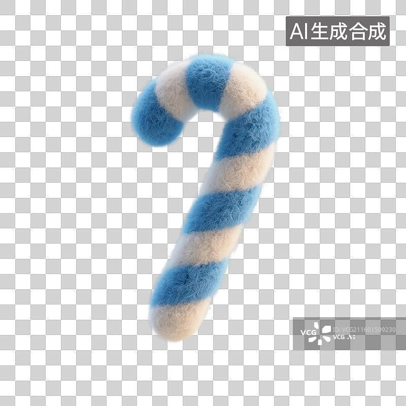 【AI数字艺术】3D渲染，羊毛毡质感，拐杖糖，圣诞节糖果，食物，食品，冬季，促销，免抠素材图片素材