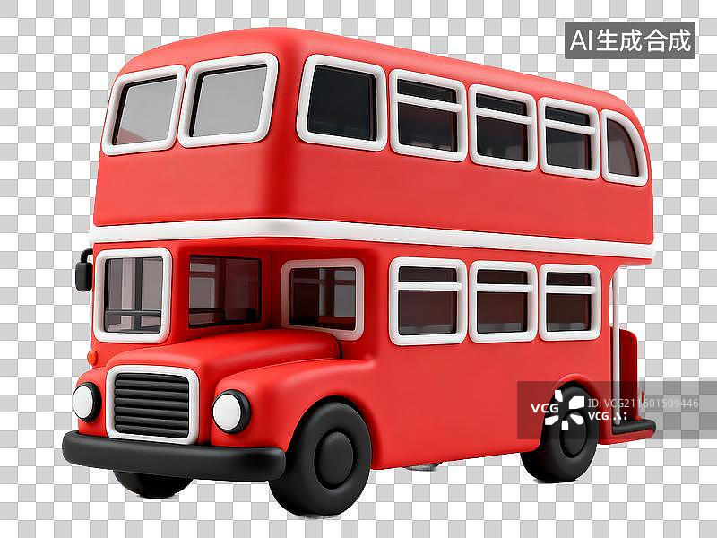【AI数字艺术】红色双层巴士旅游出行免抠素材图片素材