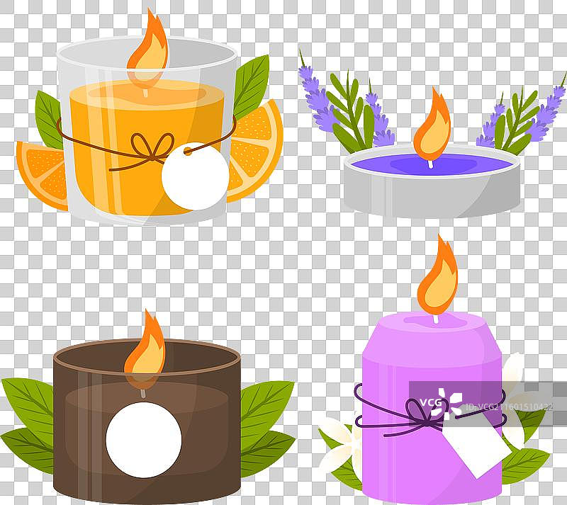 扁平化设计的香薰蜡烛系列图片素材