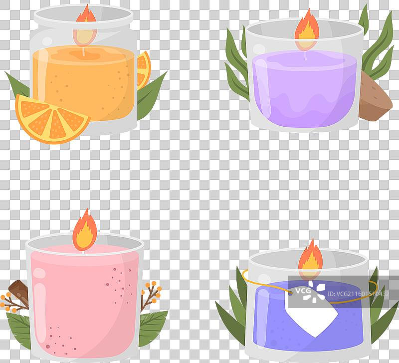 扁平化设计的香薰蜡烛套装图片素材