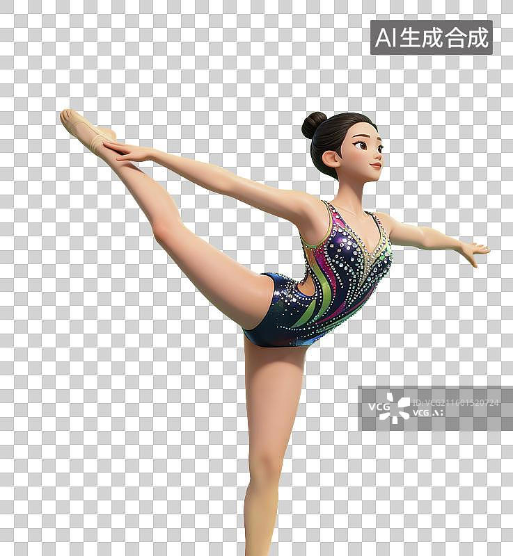 【AI数字艺术】3D花样游泳运动员插画图片素材