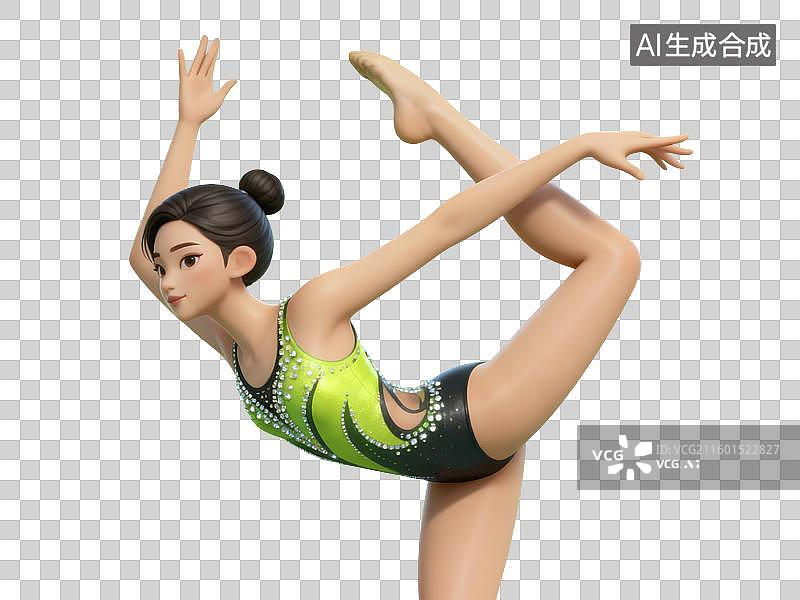 【AI数字艺术】3D花样游泳运动员插画图片素材