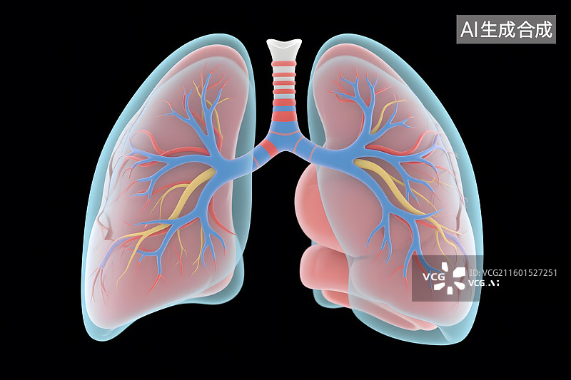 【AI数字艺术】人体肺部结构的三维模型图片素材