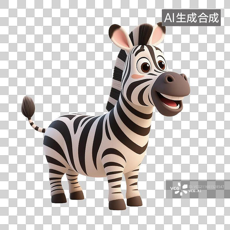 【AI数字艺术】3D渲染，卡通斑马，一只斑马，免抠元素图片素材