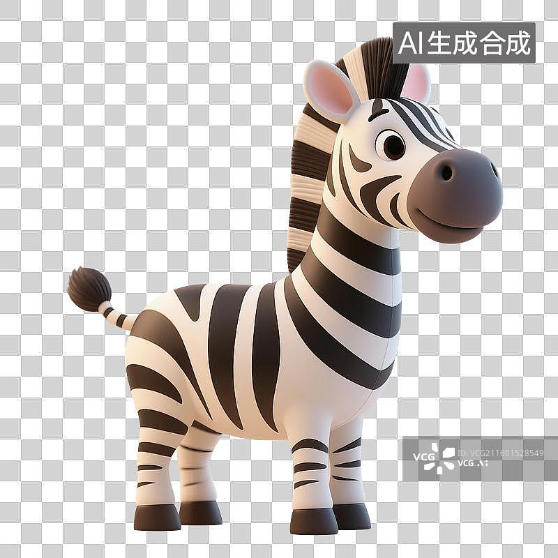 【AI数字艺术】3D渲染，卡通斑马，一只斑马，免抠元素图片素材