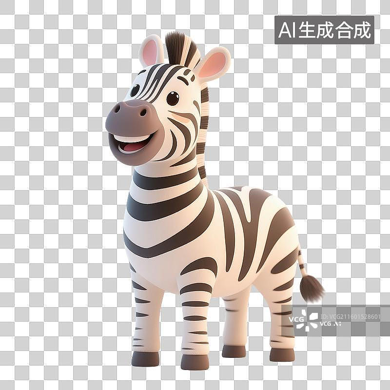 【AI数字艺术】3D渲染，卡通斑马，一只斑马，免抠元素图片素材