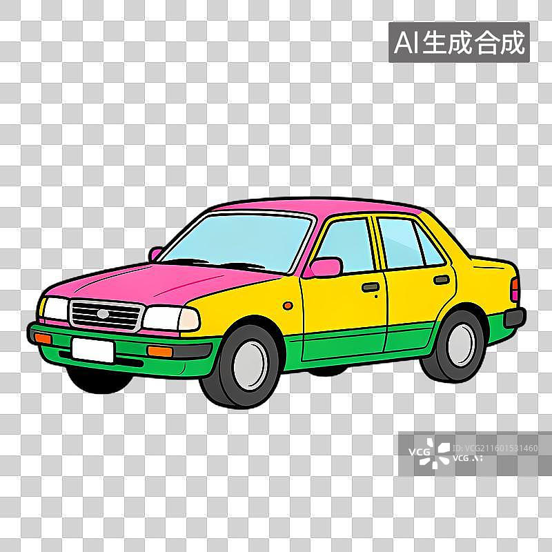 【AI数字艺术】色彩丰富的轿车卡通图图片素材