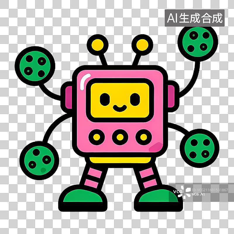【AI数字艺术】可爱粉色机器人形象图片素材