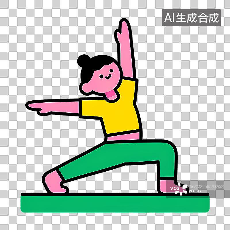 【AI数字艺术】一个人在做战士式瑜伽图片素材