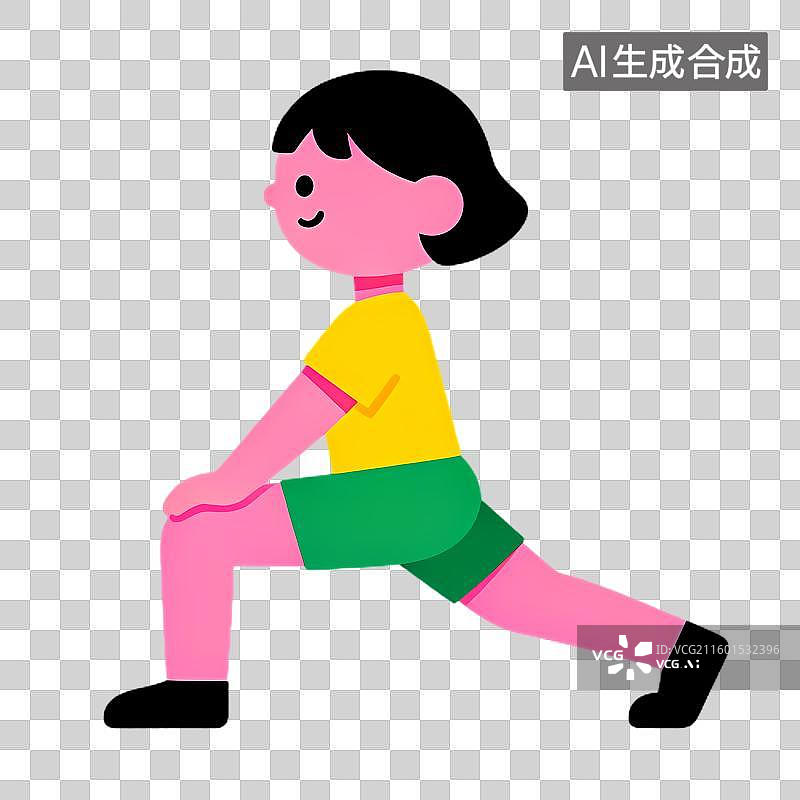 【AI数字艺术】人物做弓步拉伸运动图片素材