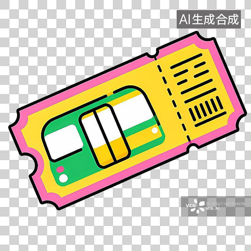 【AI数字艺术】彩色交通工具门票插画图片素材