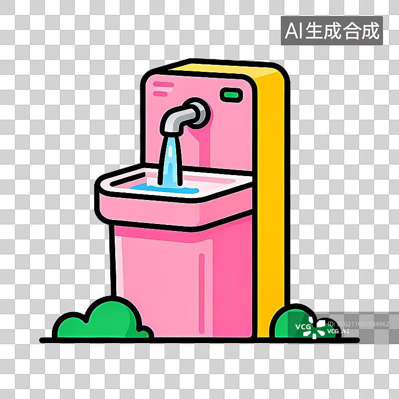 【AI数字艺术】粉色公共饮水喷泉图片素材
