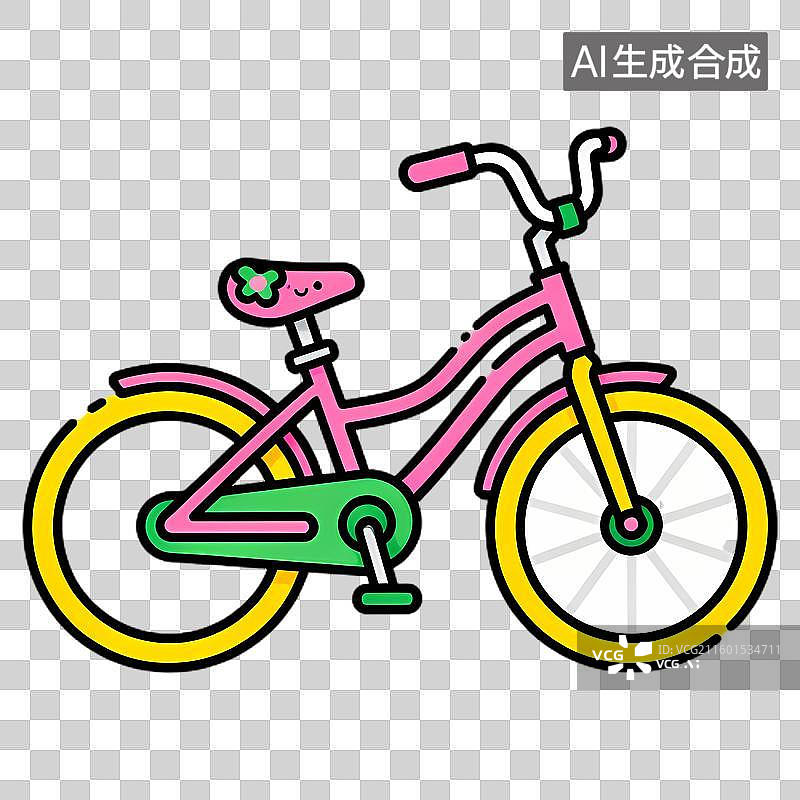 【AI数字艺术】彩色卡通风格自行车图片素材