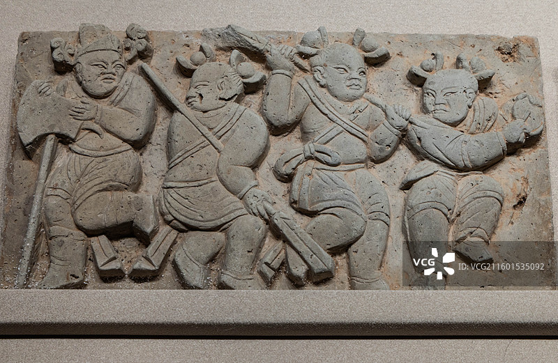 山西太原山西博物院戏曲故乡展厅变阵子 扑旗子 村田乐 乔夫人  金 山西省侯马市牛村M102出土图片素材