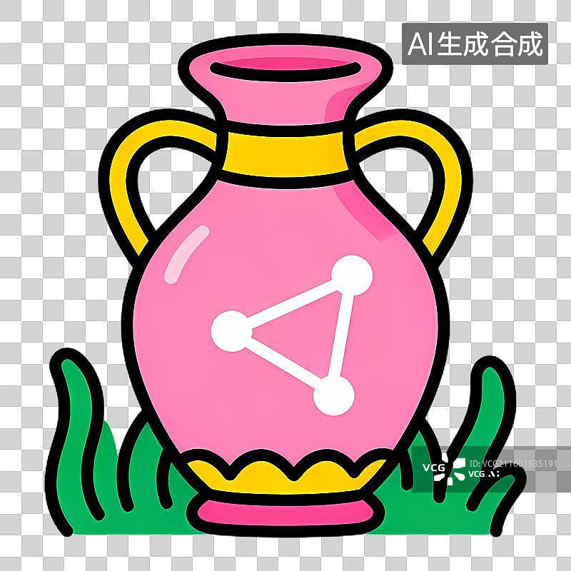 【AI数字艺术】双鱼座星座插画带绿草背景图片素材