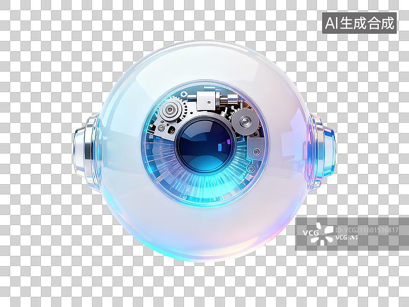 【AI数字艺术】创意仿生义眼3D轻拟物风格透明科技科幻插画元素设计新质生产力复杂精密内部机械结构未来科技医疗图片素材