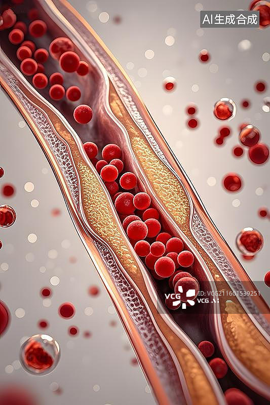 【AI数字艺术】医学可视化3D血管血红细胞脂肪图片素材