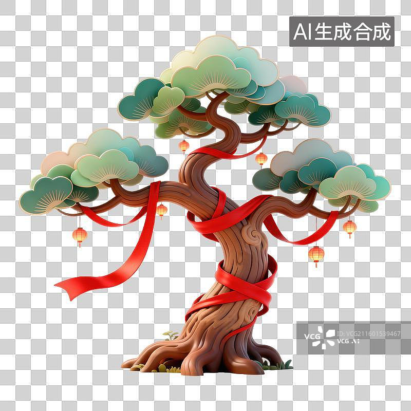 【AI数字艺术】国风古树七夕520情人节元素图片素材