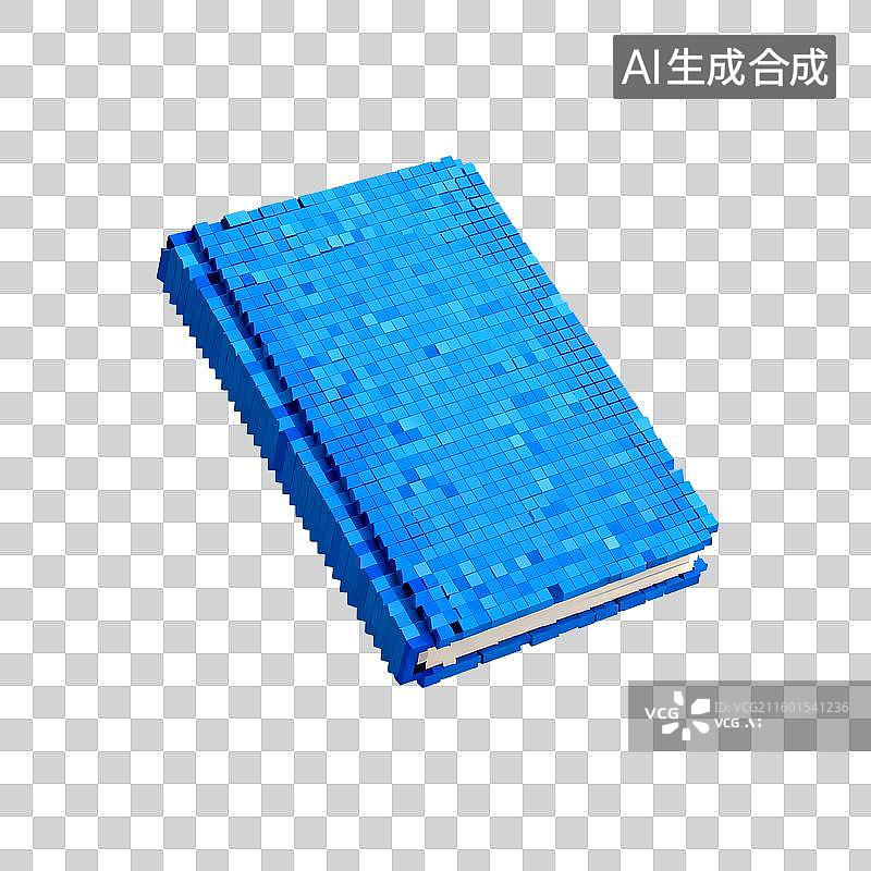 【AI数字艺术】蓝色像素化的笔记本图片素材