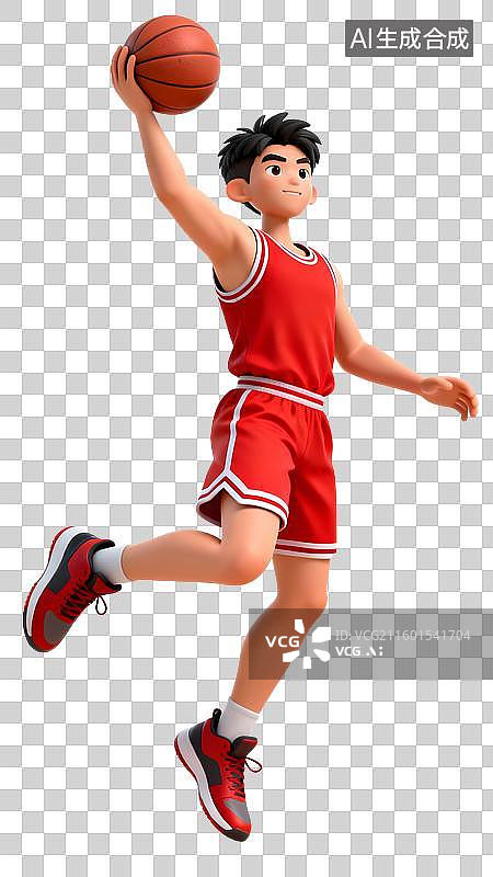 【AI数字艺术】免扣透明通道 男生打篮球图片素材