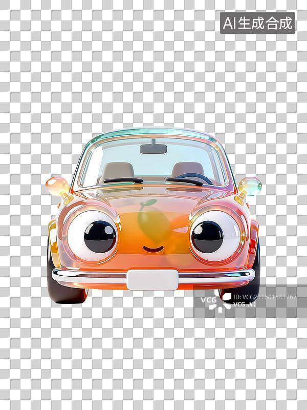 【AI数字艺术】轿车小汽车3D立体半透明果冻塑料材质旅行元素图片素材