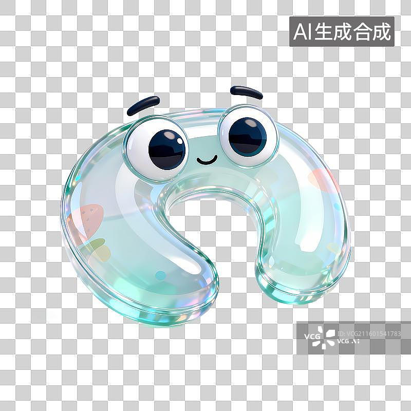 【AI数字艺术】颈枕3D立体半透明果冻塑料材质旅行元素图片素材