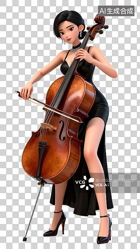 【AI数字艺术】透明通道免扣大提琴演奏图片素材