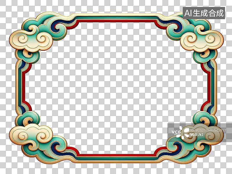 【AI数字艺术】中式边框 中式云纹边框图案图片素材
