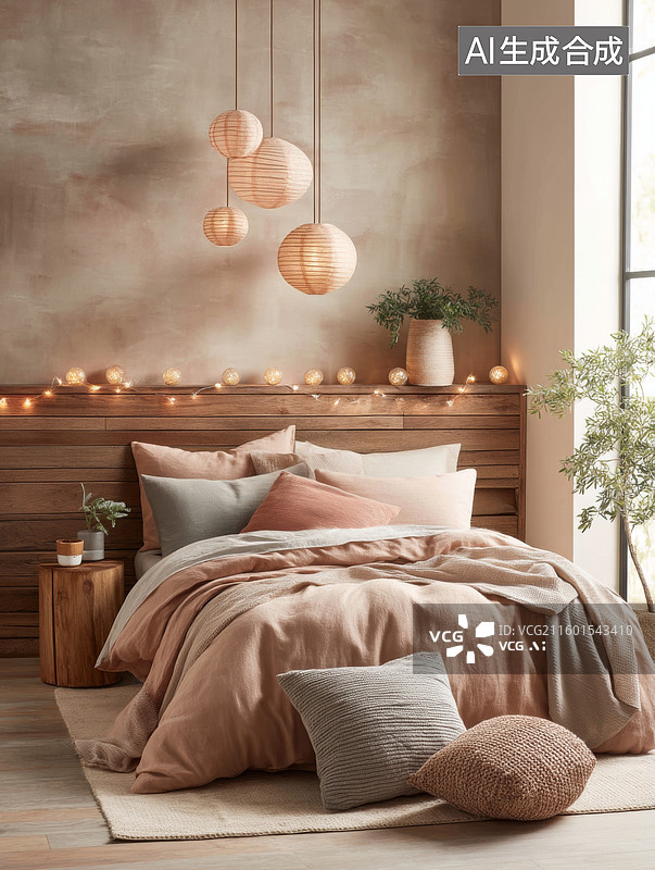 【AI数字艺术】温馨卧室布置图片素材