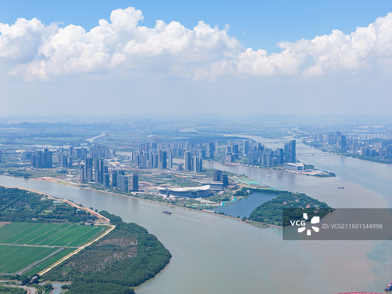 广州市南沙区明珠湾横沥岛尖、灵山岛尖、蕉门水道风景航拍图片素材