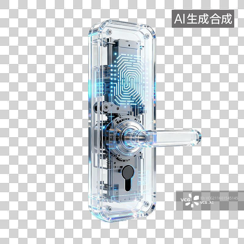 【AI数字艺术】科技感智能化生物识别智能门锁图片素材