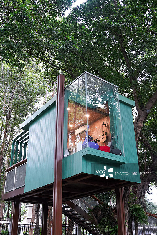 深圳上步绿廊公园琴小站 共享琴房树屋建筑与人文景观图片素材