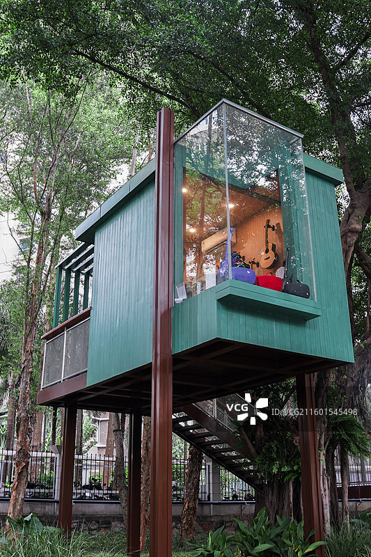 深圳上步绿廊公园琴小站 共享琴房树屋建筑与人文景观图片素材