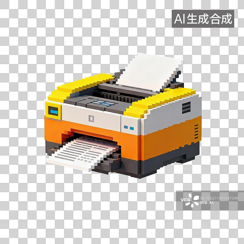 【AI数字艺术】像素风格的打印机图片素材