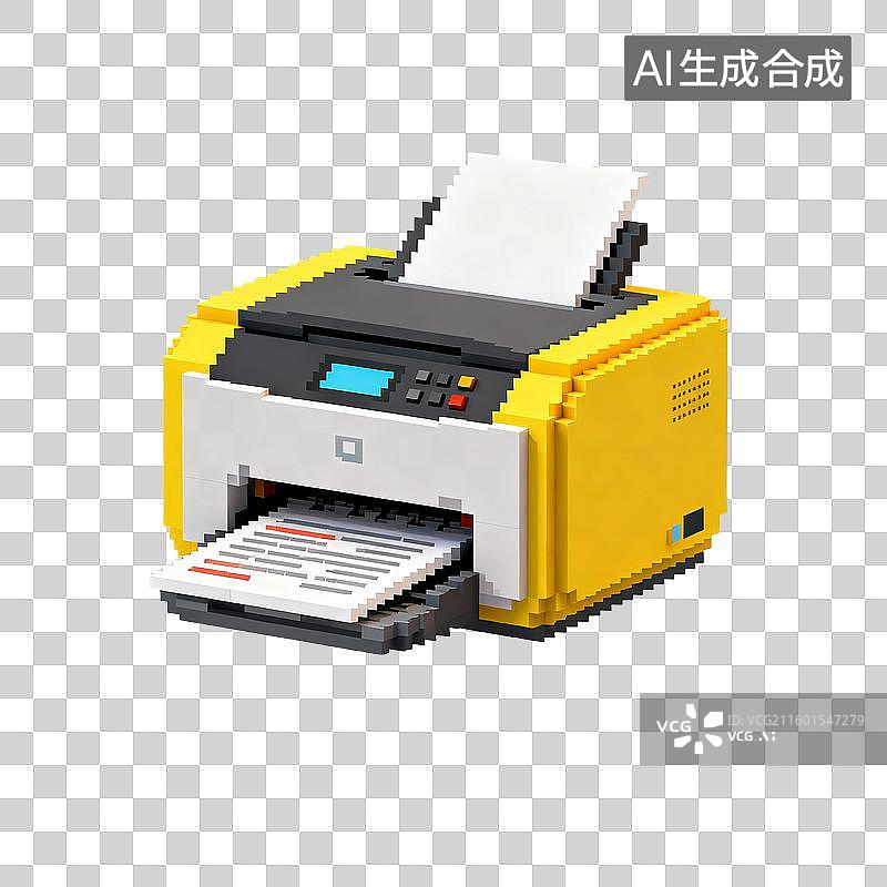 【AI数字艺术】像素风格的打印机图片素材
