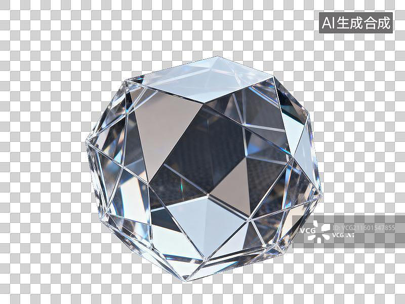 【AI数字艺术】装饰元素 几何形体 透明多面切割水晶球图片素材