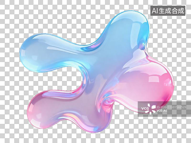 【AI数字艺术】装饰元素 几何形体 流动的彩色透明形态图片素材